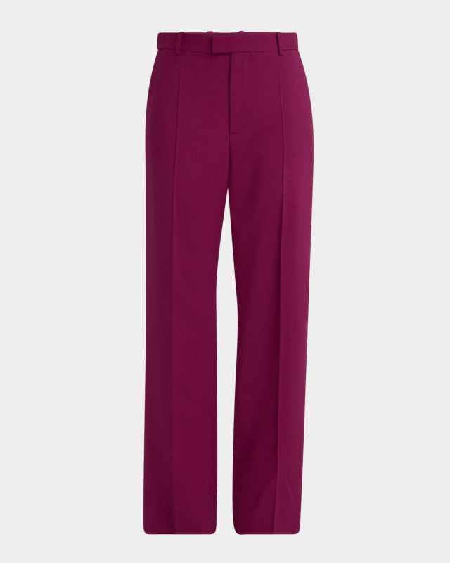 Fine Viscose-Silk Twill Straight-Leg Trousers